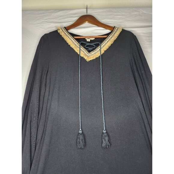 Ya Los Angeles Womens Long‎ Sleeve Black Tunic Sz LG - Picture 5 of 8